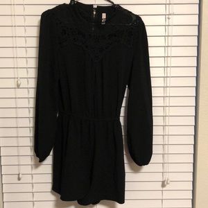 Long-Sleeve Black Romper